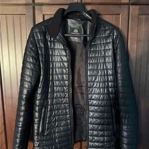 Black Puffer Jacket Real Leather